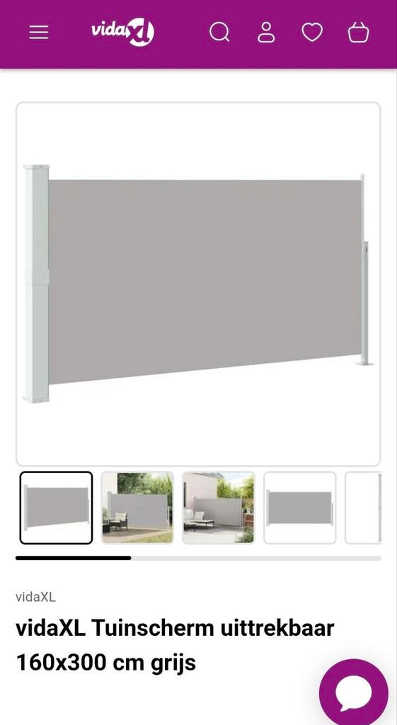 Nieuwe Vidaxl tuinscherm 180 hoog 
310 breed lichtgrijs, Tuin en Terras, Tuinschermen, Nieuw, Ophalen of Verzenden, 200 cm of meer