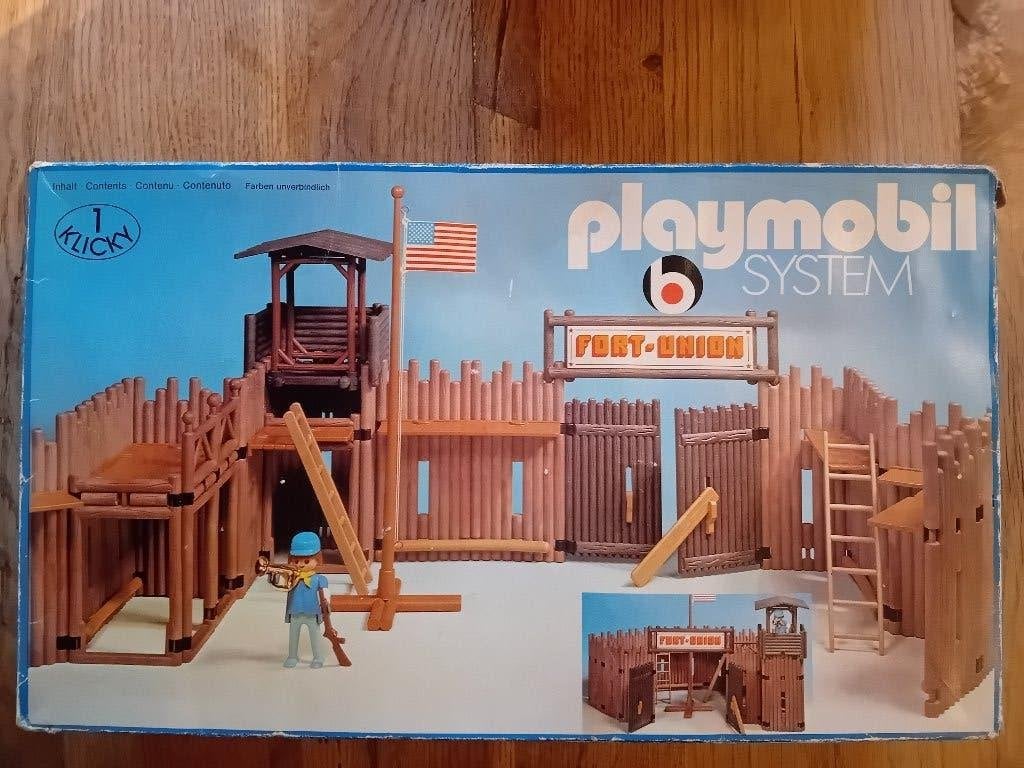 Vintage Playmobil fort Union, Gebruikt, Complete set, Overige typen, Ophalen of Verzenden