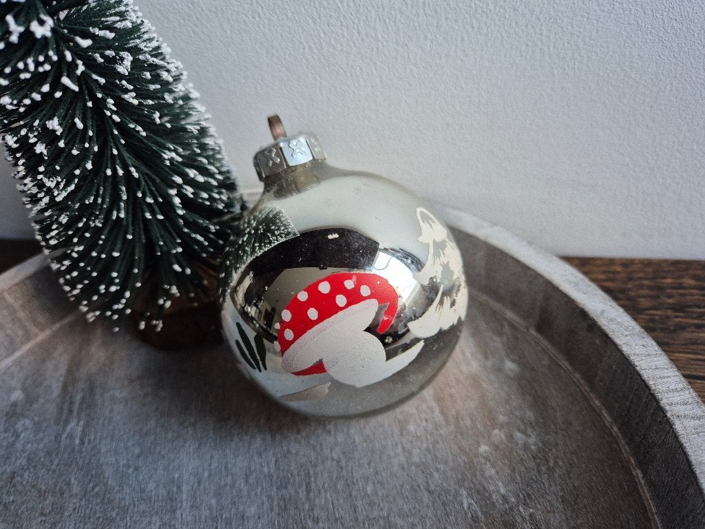 Vintage kerstbal met paddenstoel 474, *, Gebruikt, *, Ophalen of Verzenden