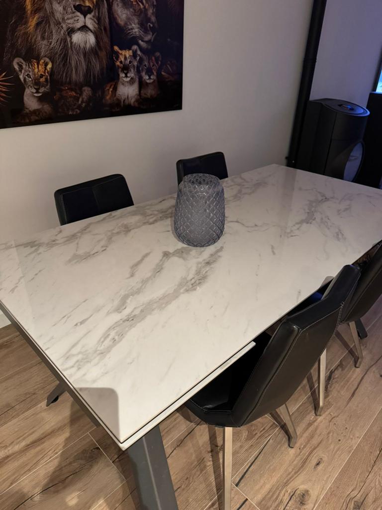 Xooon Uitschuiftafel GLASGOW - Wit/carbon, Ophalen, 200 cm of meer, 50 tot 100 cm, Zo goed als nieuw