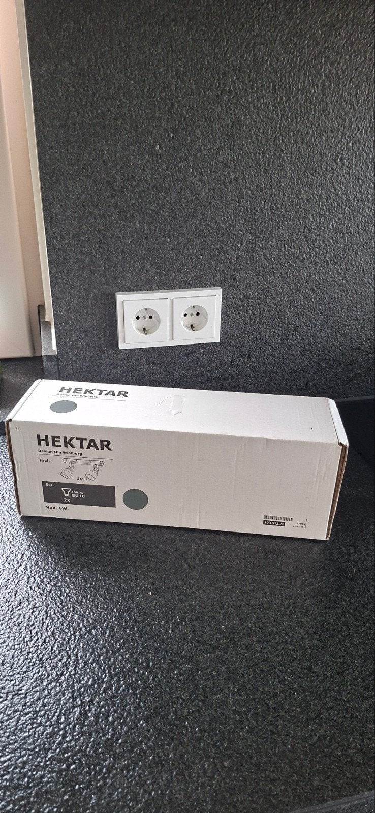 IKEA Hektar Plafondrail met 2 spots, donkergrijs, GU10, Nieuw, Ophalen of Verzenden, LED