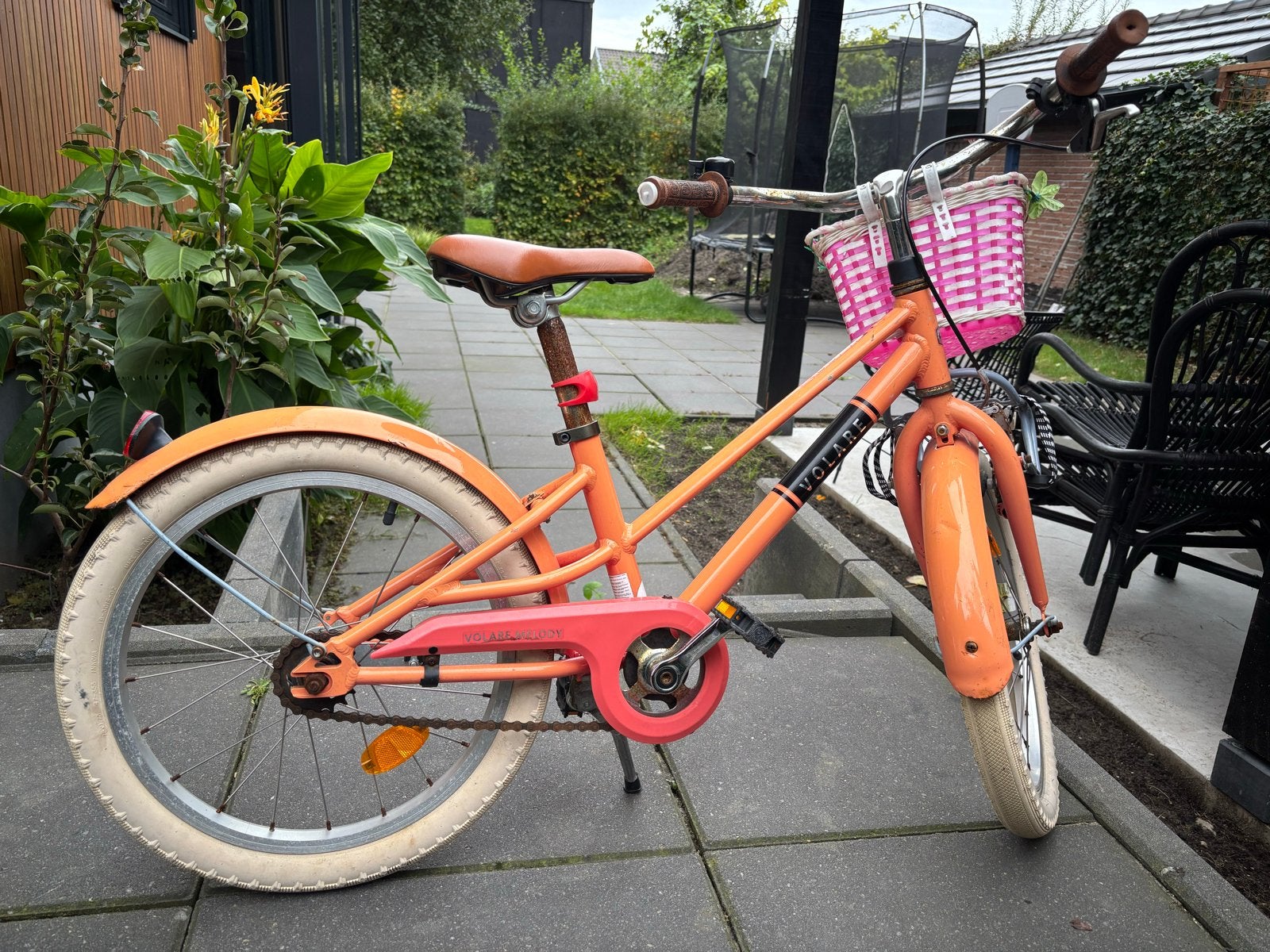 Roze kinderfiets met mandje - Volare Thombike, Ophalen, Gebruikt, Terugtraprem, 16 tot 20 inch