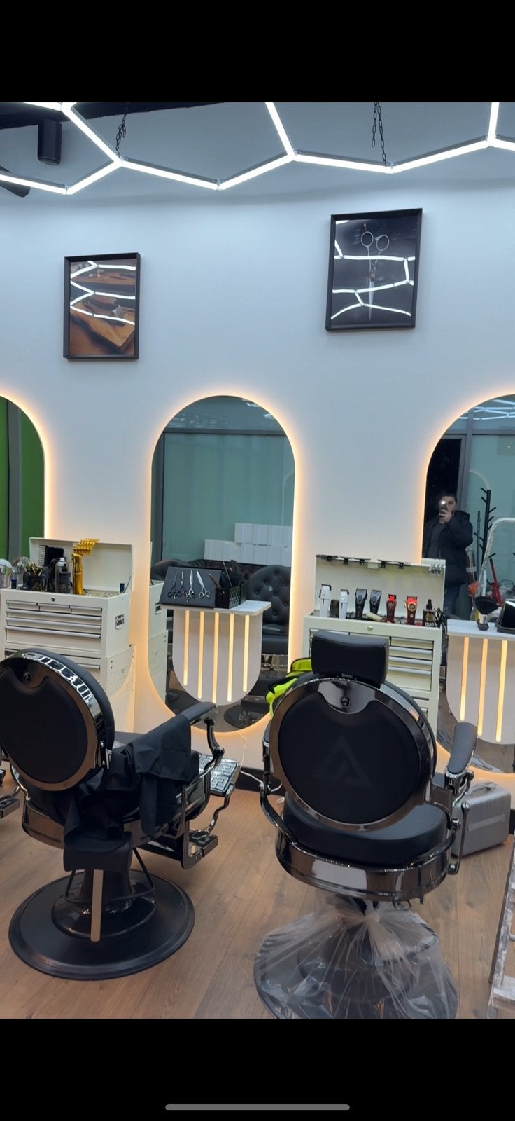 5 Luxe Barbershop Kaptafels + Werkkarren Complete Set