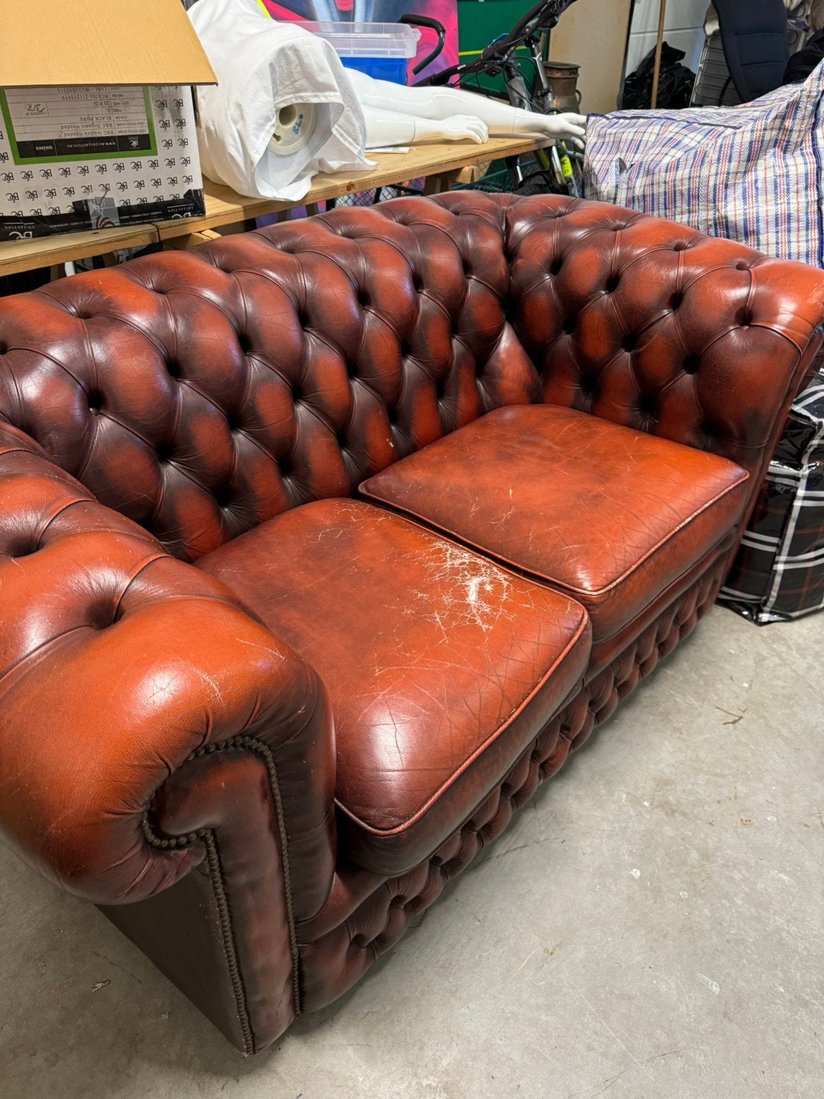 Chesterfield bank, Driepersoons, 75 tot 100 cm, Ophalen of Verzenden, Zo goed als nieuw