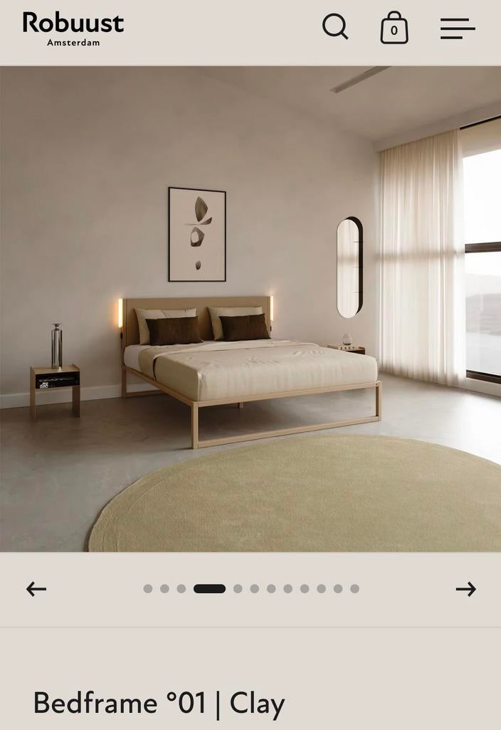 Robuust bedframe 01 (clay) 140x200 with headframe, Amsterdam