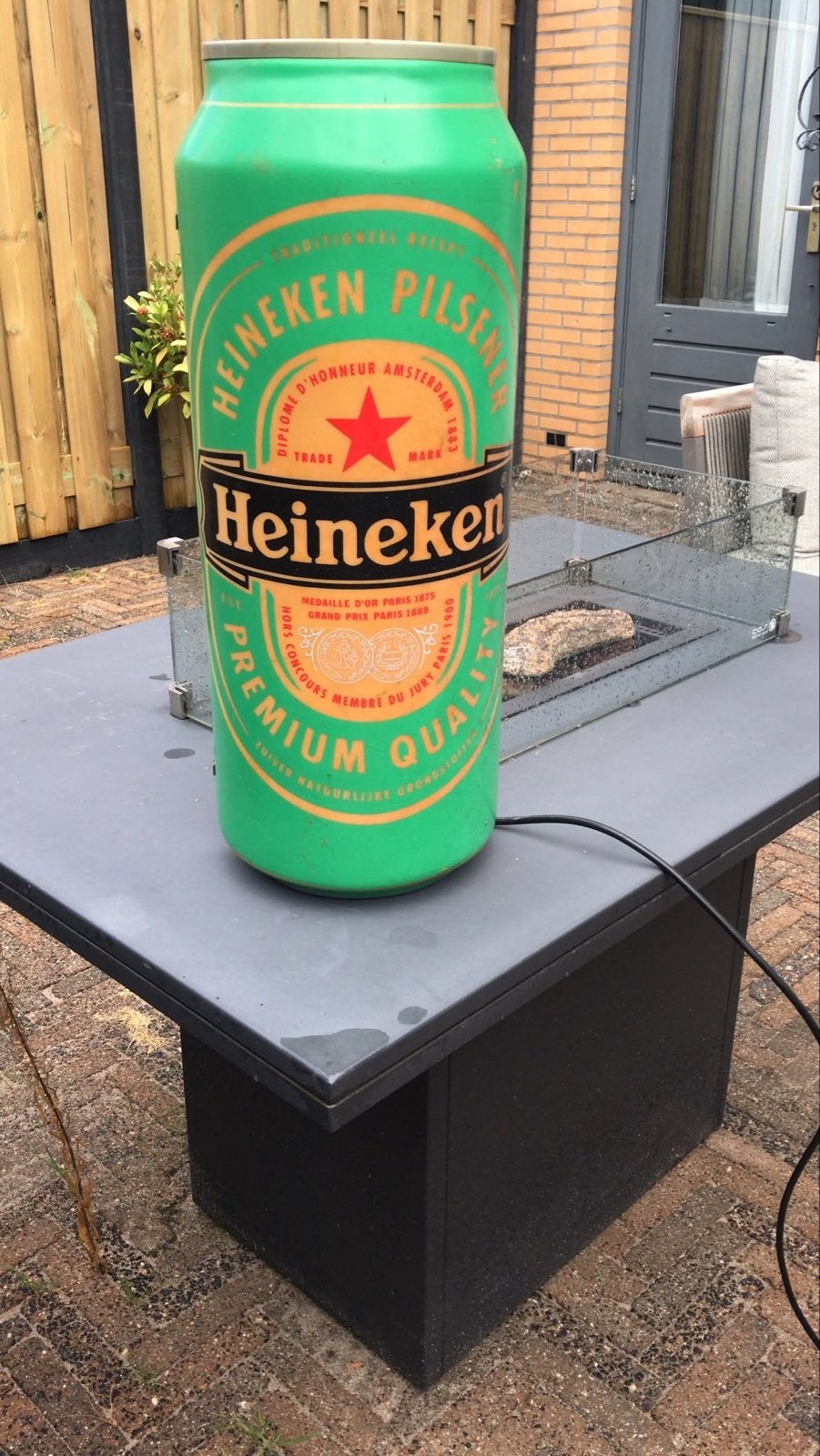 Heineken Decoratie Set: Grote Blik en Reclamebord, Verzamelen, Ophalen, Gebruikt, Gebruiksvoorwerp