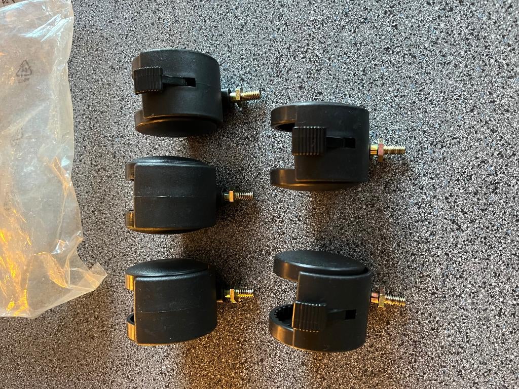 Meubel zwenkwieltjes met draadstift, met en zonder rem, Doe-het-zelf en Verbouw, Ophalen of Verzenden, Nieuw