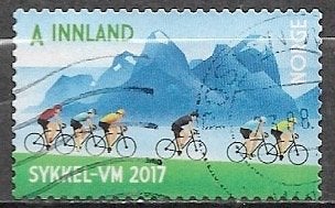 NOORWEGEN A Innl. zegel UCI WK Wielrennen op de weg 2017, Verzenden, Gestempeld, Sport