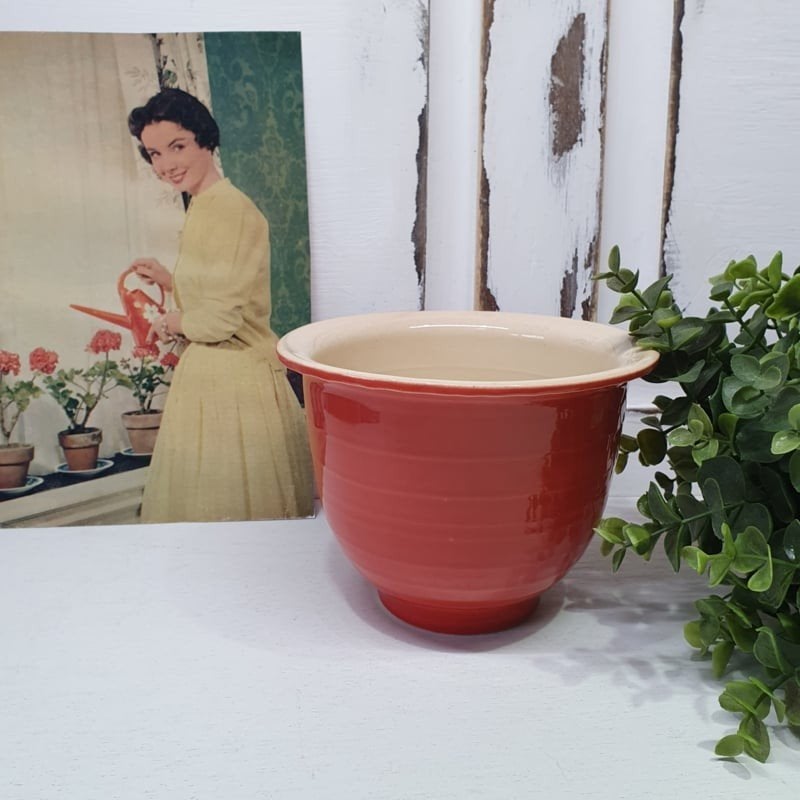 Vintage oranje bloempot, ., Rond, Ophalen of Verzenden, .