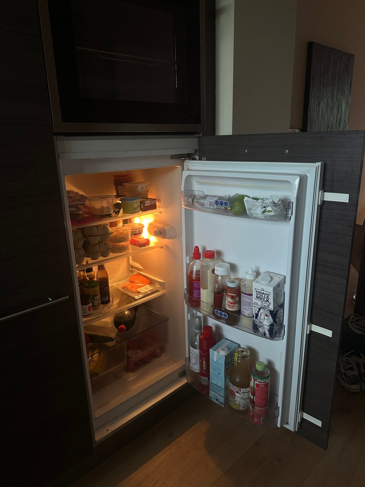Ikea inbouwkoelkast, Zonder vriesvak, 200 liter of meer, Zo goed als nieuw, 45 tot 60 cm