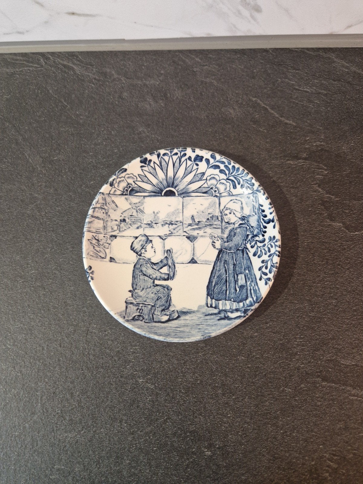 Set van 4 Delfts Blauwe Onderzetters met Hollandse Scènes, Antiek en Kunst, Ophalen of Verzenden