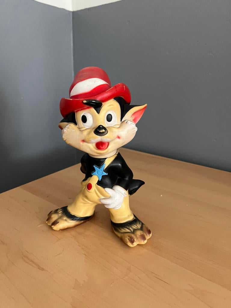 Wolfje Vintage rubber pieppop/beest Walt Disney, Ophalen of Verzenden, Overige figuren, Zo goed als nieuw, Beeldje of Figuurtje