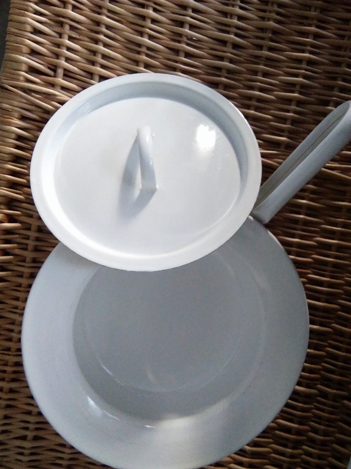 Vintage emaille po/steekpan in uitstekende staat., Antiek en Kunst, Ophalen of Verzenden