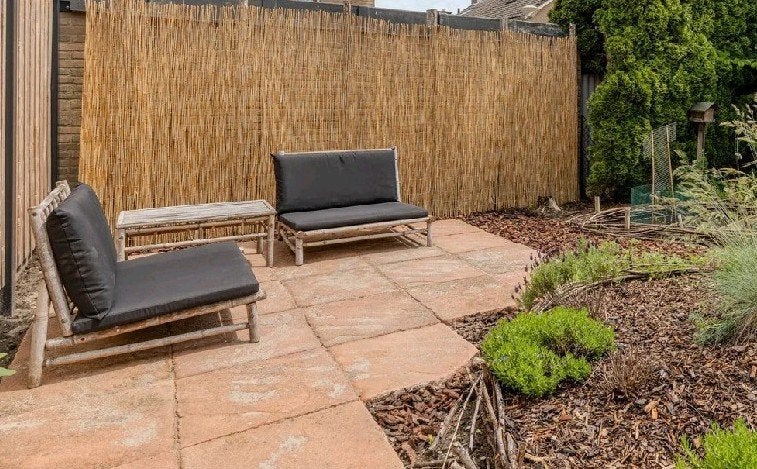 Tuinset bamboe incl. kussens, Ophalen, Gebruikt, Overige materialen