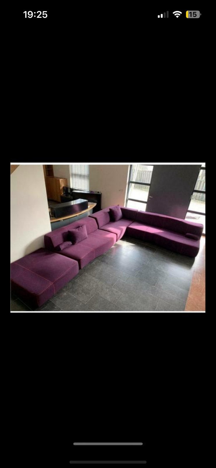Bb ITALIA Bend Bankstel - Paars Design Hoekbank, Gebruikt, 100 tot 125 cm, Hoekbank, 300 cm of meer
