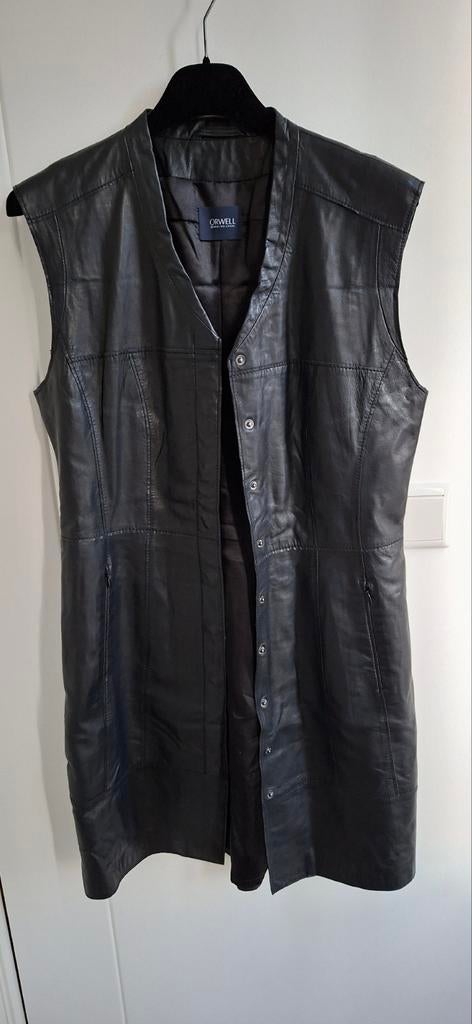 Zwart leren gilet 36, Ophalen of Verzenden