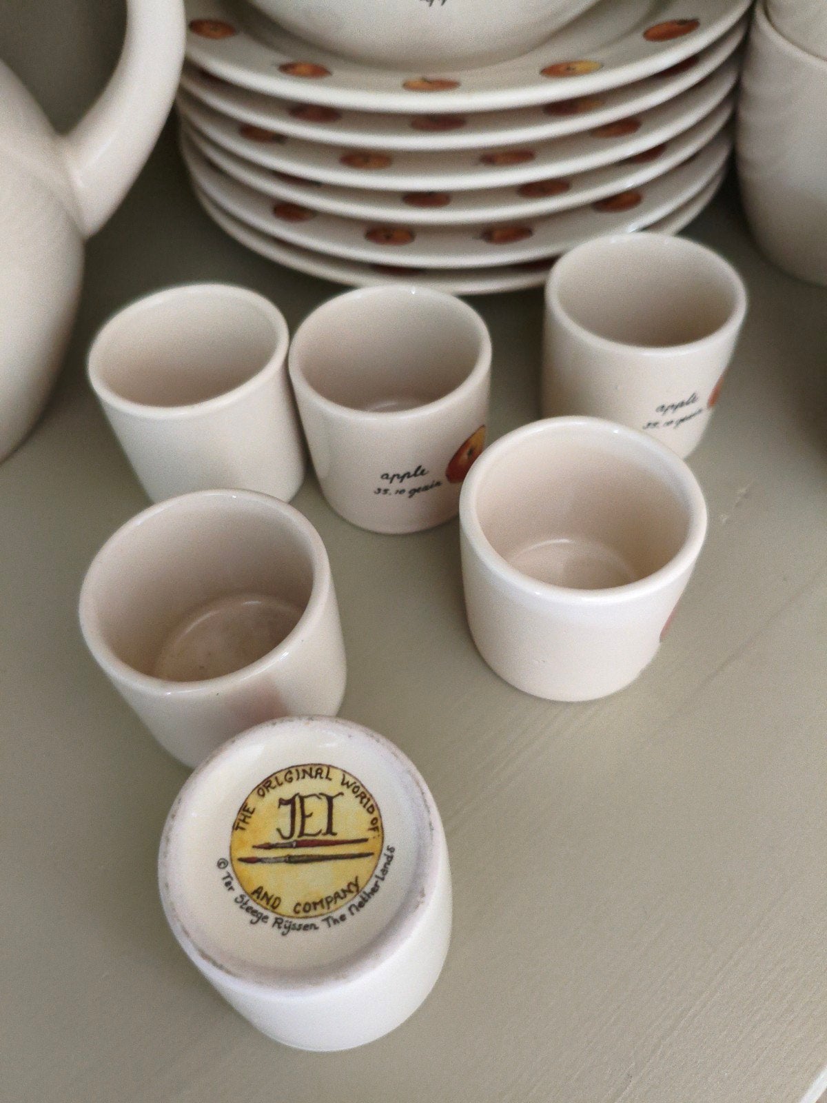 Vintage Jet by Ter Steege servies met appel decor, Ophalen, Gebruikt, Keramiek, Vintage
