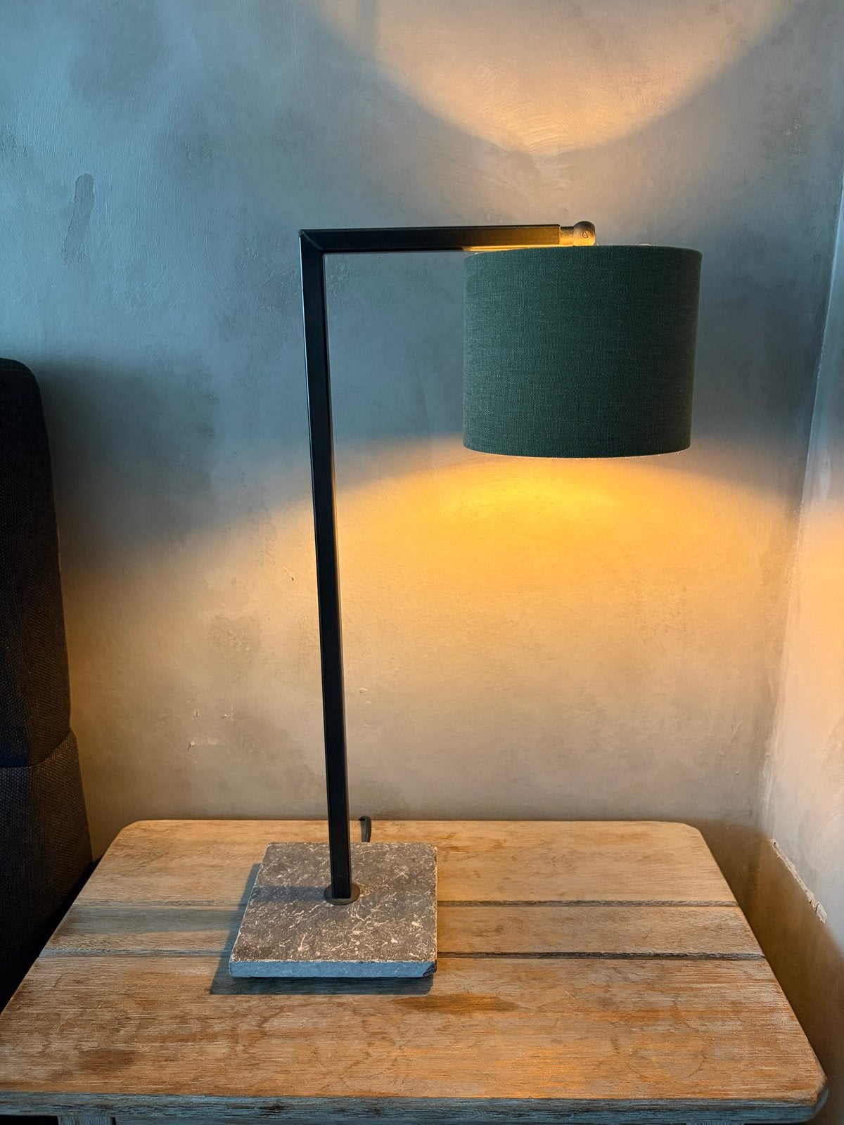 Aura Peeperkorn Schemerlamp met natuurstenen voet, Overige merken, Groen, 52 cm, Ophalen of Verzenden