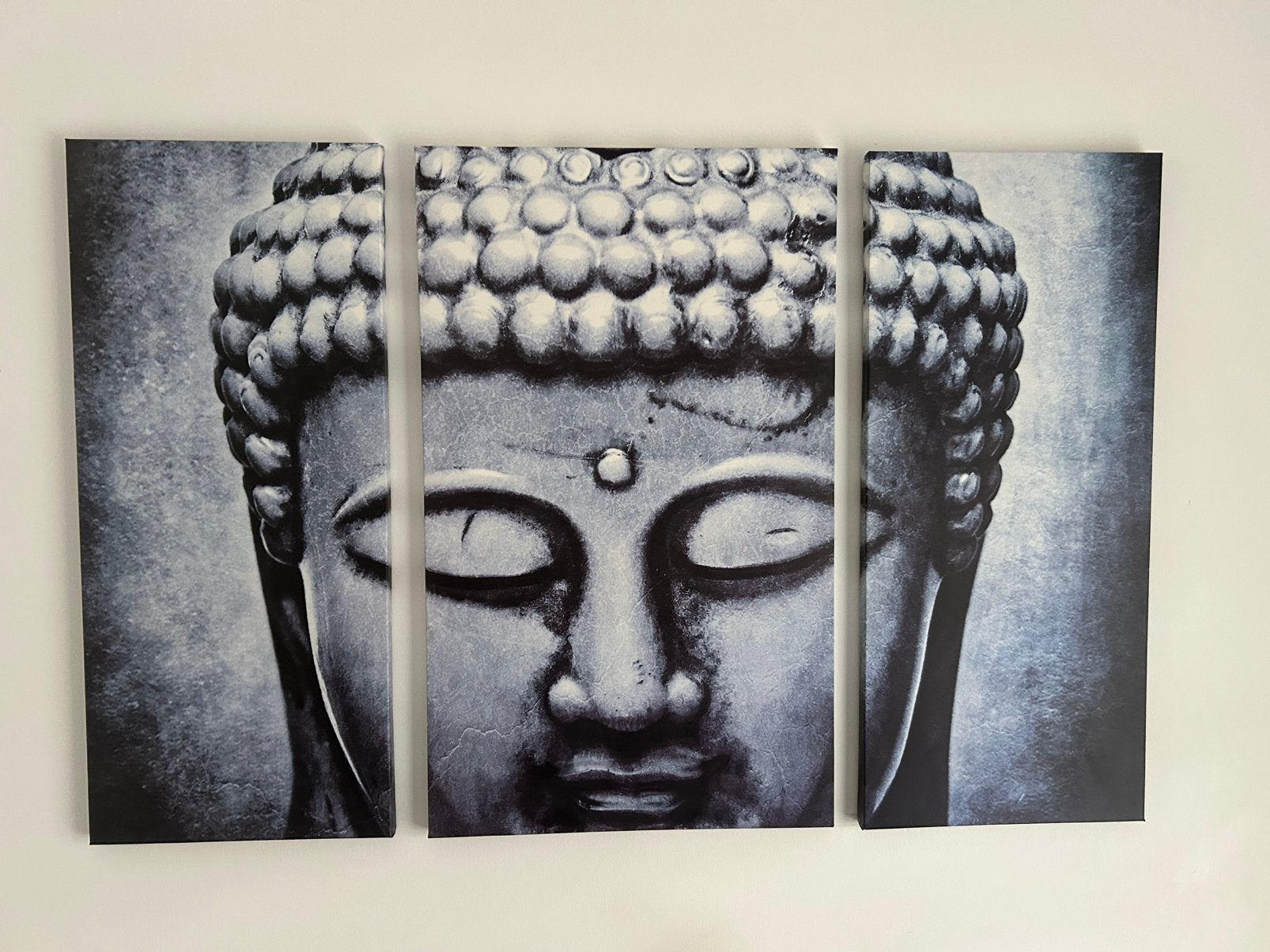 Canvas wanddecoratie Boeddha (3-luik), Ophalen, Zo goed als nieuw, 85 cm, 58 cm