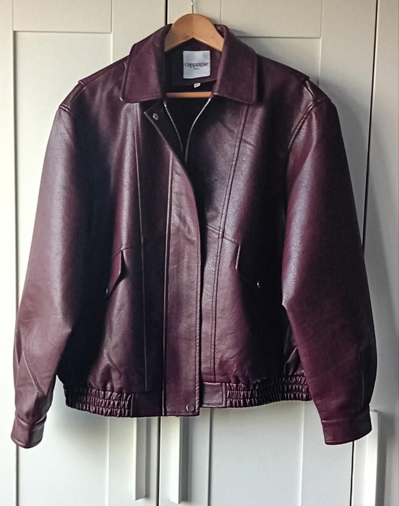 Bordeaux Rode leren jas M/L, Maat 38/40 (M), Copperose, Ophalen of Verzenden, Zo goed als nieuw