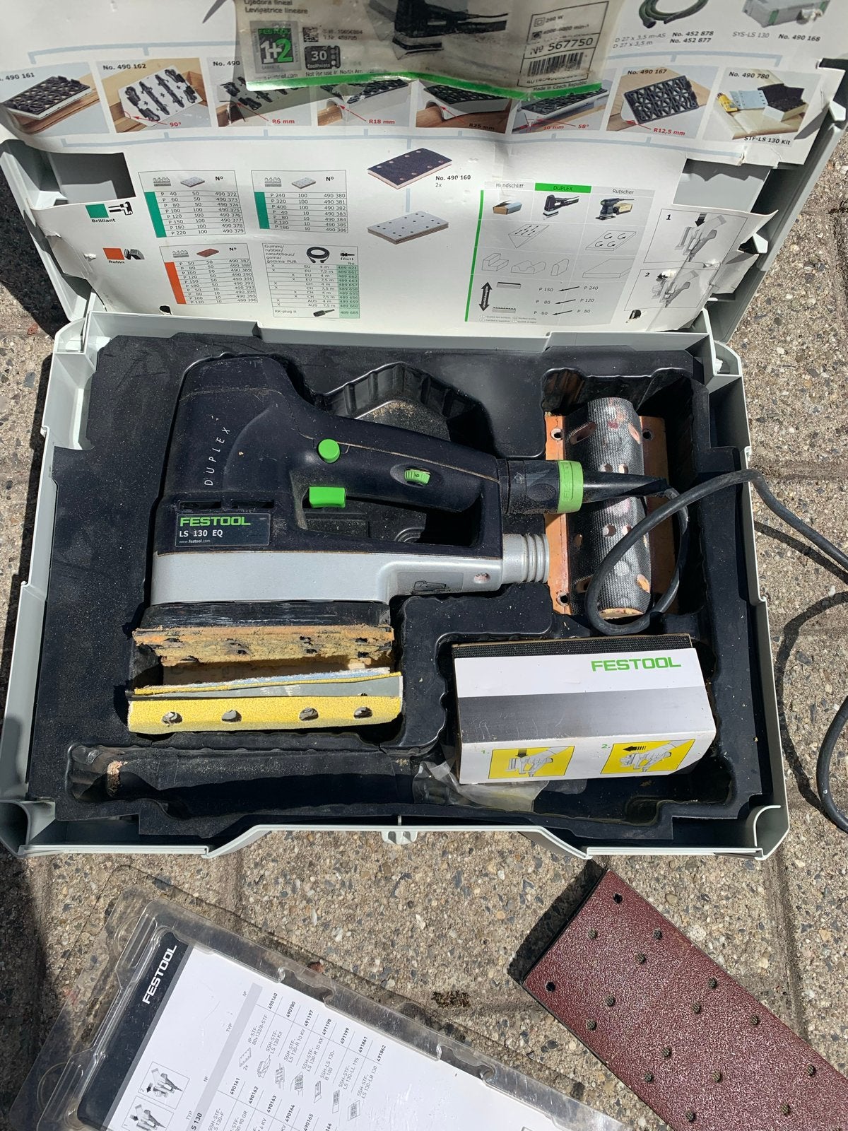 Festool Duplex LS 130 EQ schuurmachine in koffer, Ophalen, Gebruikt, Minder dan 600 watt, Vlakschuurmachine