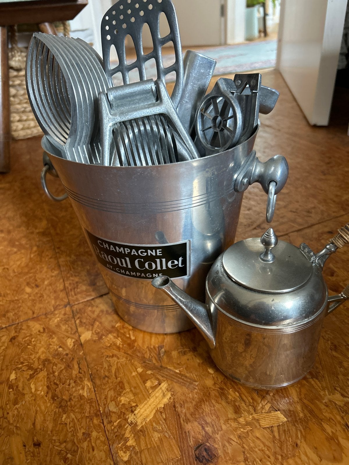 Vintage Keukengerei Set met Champagnekoeler en Theepot, Ophalen of Verzenden