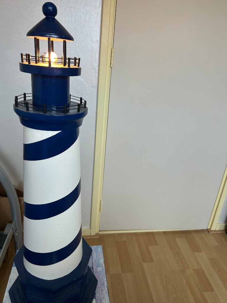 Decoratieve vuurtoren lamp - Blauw/Wit, Ophalen, Overige merken, Zo goed als nieuw, Meerkleurig