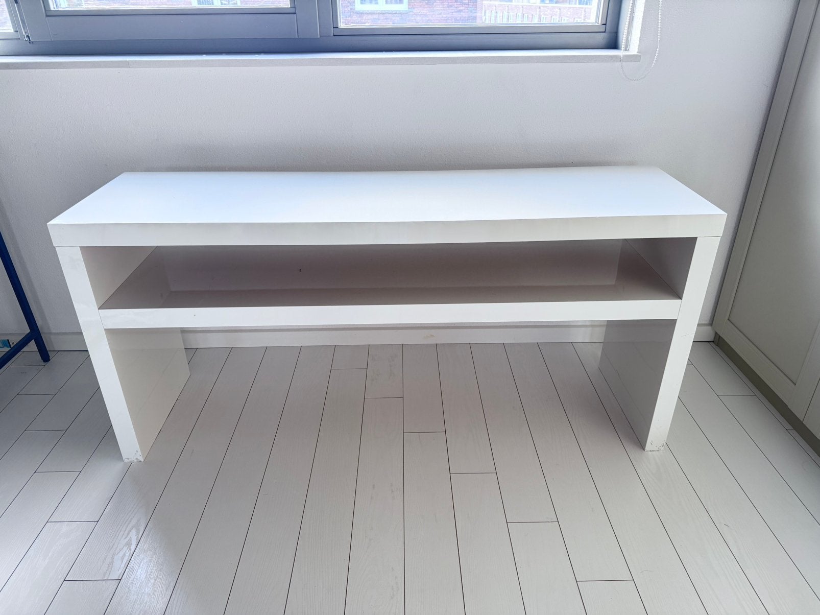 Sidetable/haltafel met opbergruimte, Huis en Inrichting, Ophalen, Gebruikt, 100 tot 150 cm, Overige houtsoorten