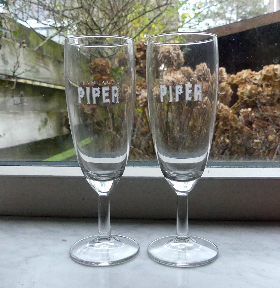 Piper champagne glazen 2x champagneglazen Piper-Heidsieck, Glas of Glazen, Gebruikt, Ophalen of Verzenden, Glas