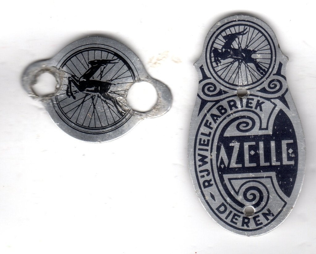 2 BALHOOFDPLAATJES GAZELLE RIJWIELEN DIEREN FIETS, Ophalen of Verzenden, Overige typen