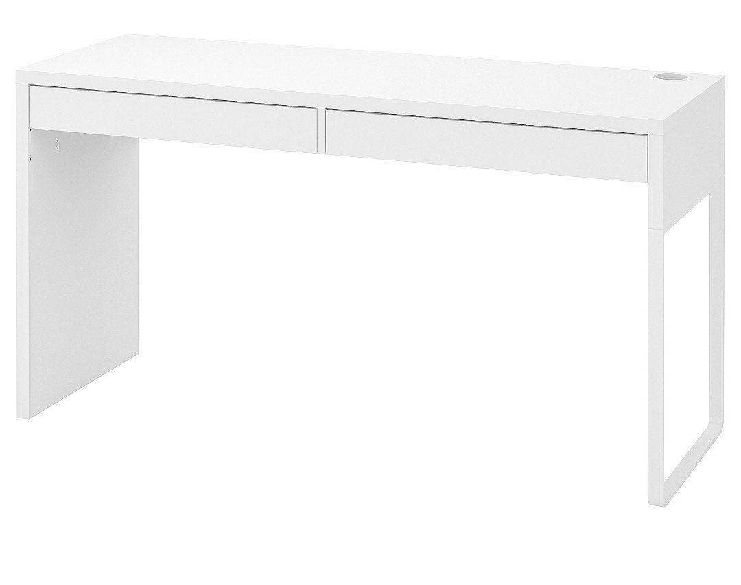Ikea Micke bureau wit 142x50 cm met 2 lades, Huis en Inrichting, Bureaus, Zo goed als nieuw, IKEA, Modern, Spaanplaat of MDF, Wit