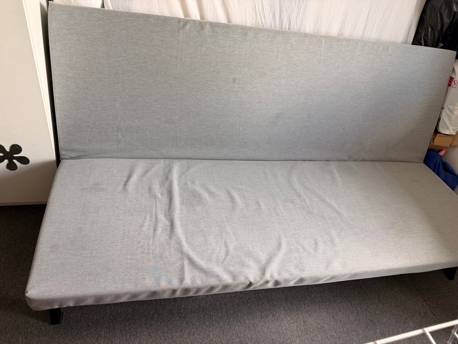 Grijze Ikea backaby slaapbank / bedbank, Ophalen, Tweepersoons, Zo goed als nieuw, 80 cm