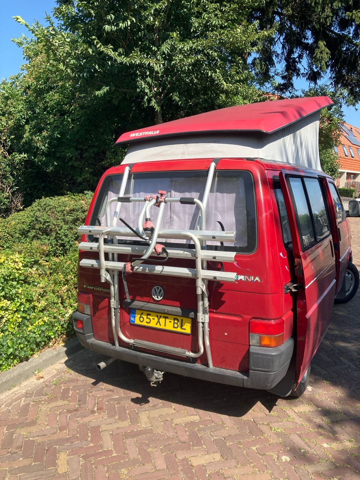 Fietsenrek Volkswagen California T4 - Achterklepdrager, Auto diversen, Fietsendragers, 3 fietsen of meer, Gebruikt, Brede banden