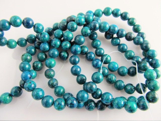 Chrysocolla chinees kraal rond circa 6 mm, Ophalen, Nieuw, Kraal
