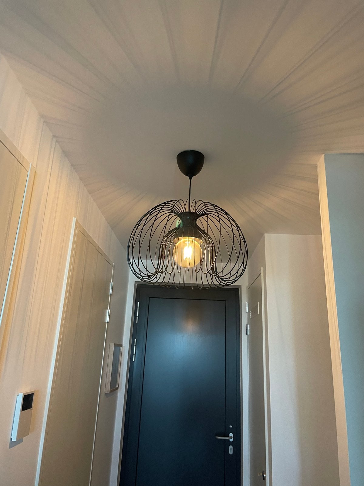 Moderne draadlamp - Zwart metaal, sfeervolle verlichting, Ophalen, Zo goed als nieuw, Metaal