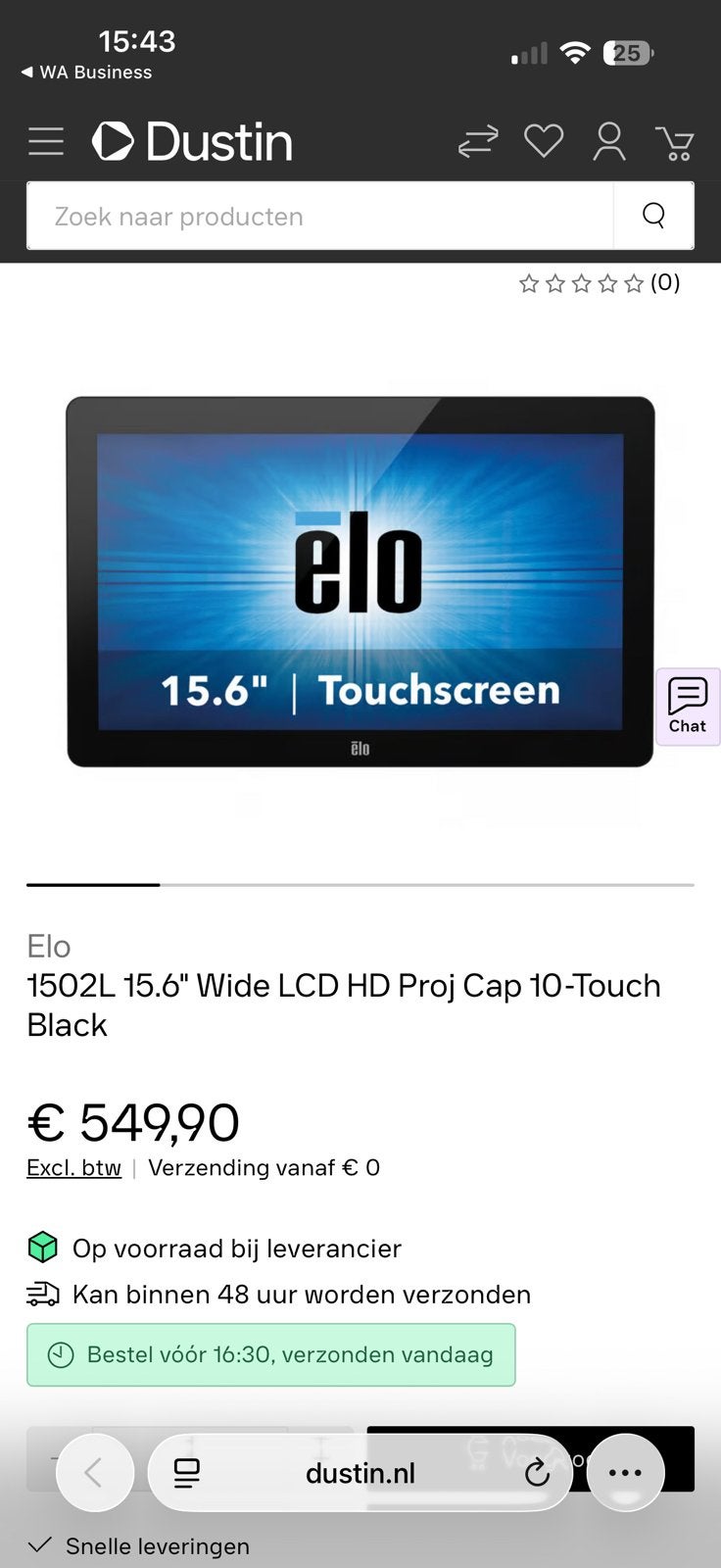 Touch monitor ELO nieuw in doos, Computers en Software, Ophalen, IPS, Nieuw, Full HD