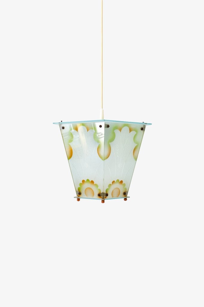 50s/ 60s Malecor Leuchten DDR Art Deco hanglamp, Ophalen, Gebruikt, Overige fittingen, Glas