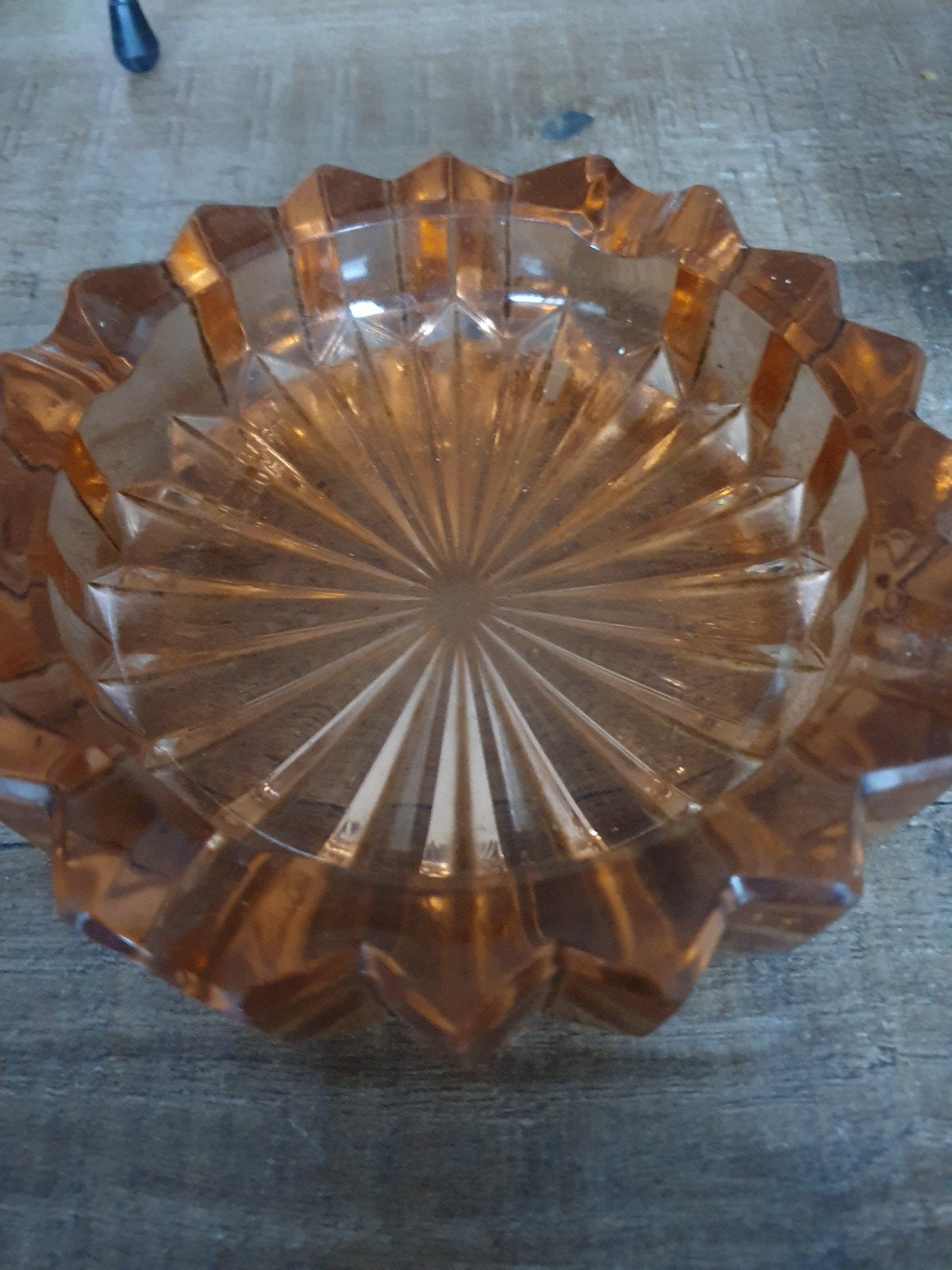 Vintage Val St. Lambert asbak van oranje glas, Ophalen
