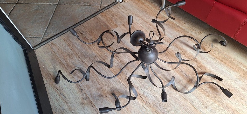 Hanglamp, achtpotig, spinvormig, Ophalen, Zo goed als nieuw, Metaal, Modern