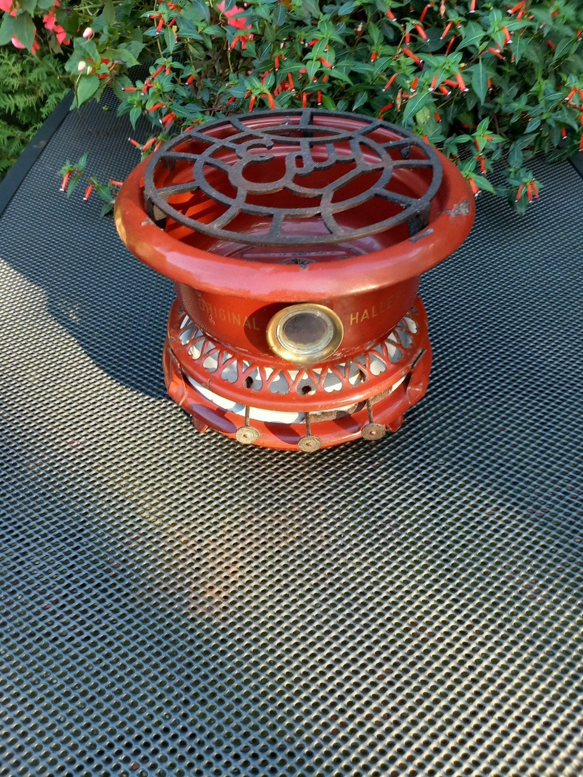 Bruin emaille 3pits petroleumstel Original Haller, Ophalen of Verzenden