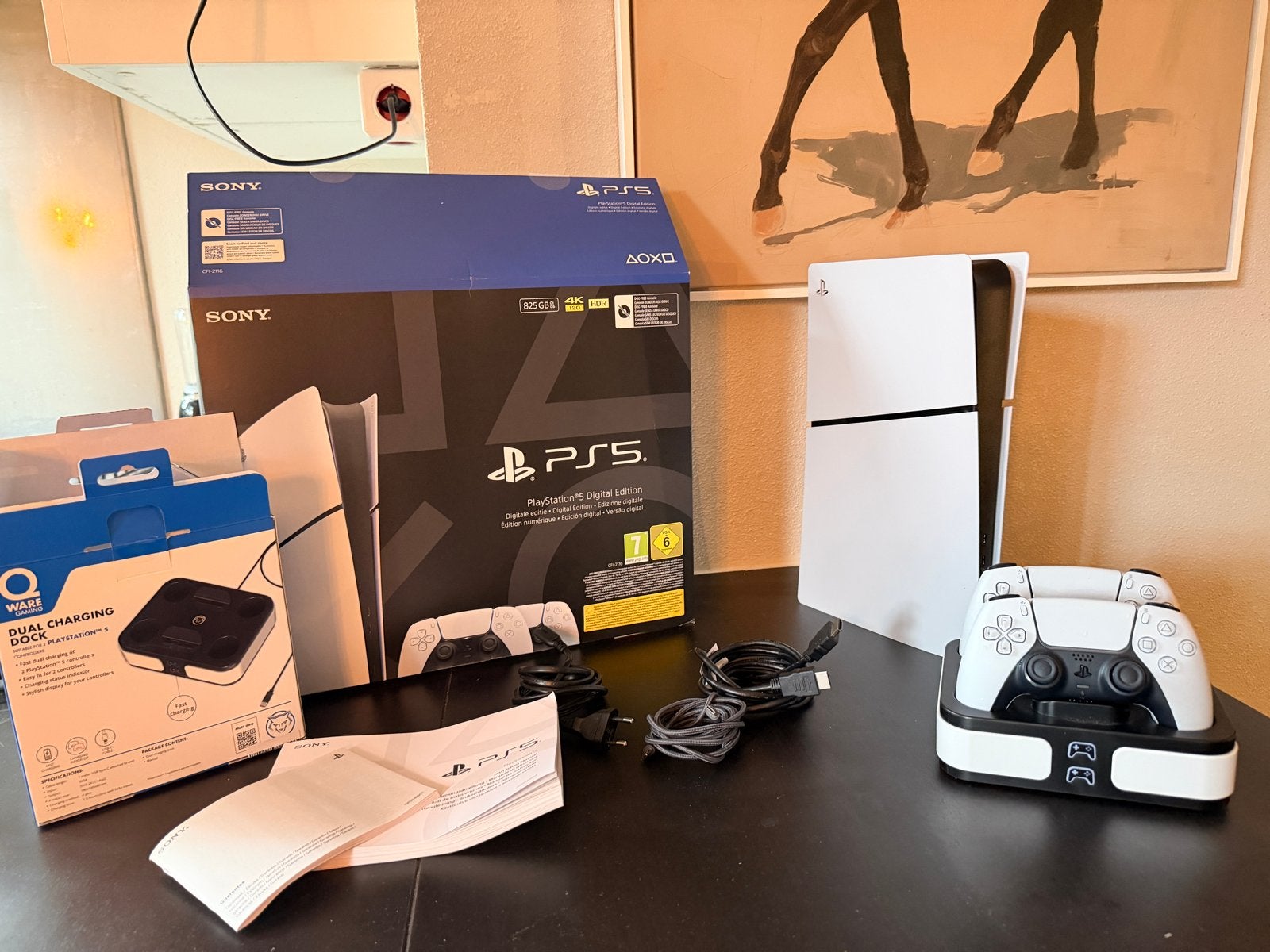 PlayStation 5 Digital Edition 825GB met 2 controllers PS5, Ophalen, Zo goed als nieuw