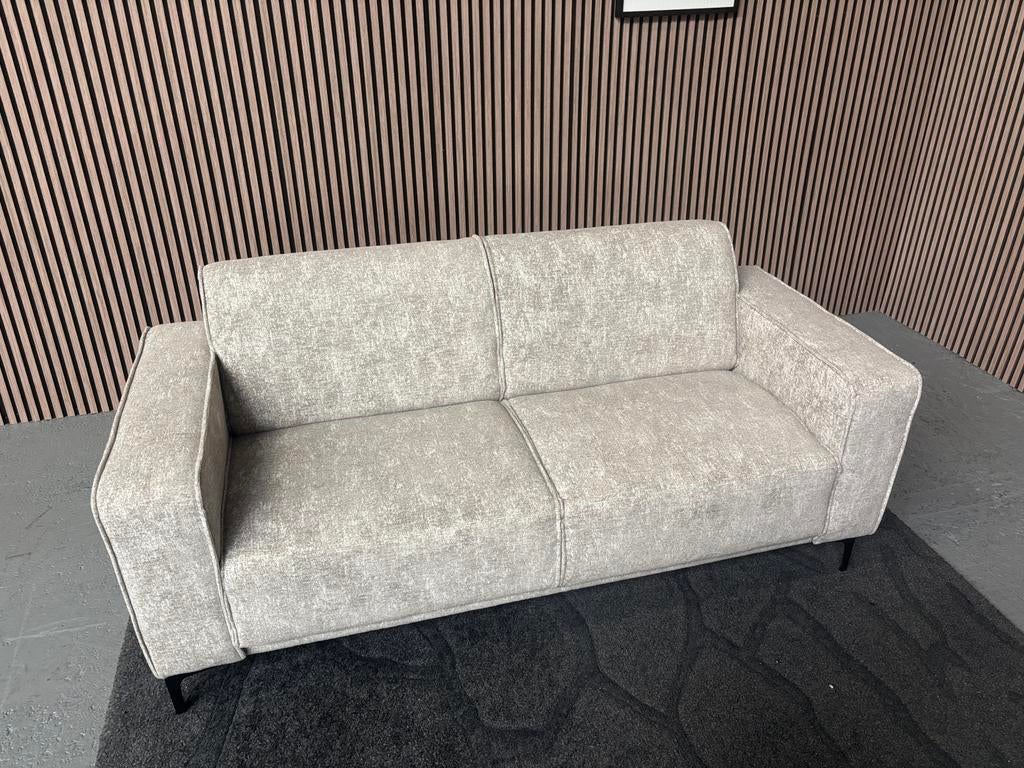 GRATIS LEVERING Luxe Tweezits Bank Grijs 190x85 SHOWMODEL, 150 tot 200 cm, 75 tot 100 cm, Ophalen of Verzenden, Rechte bank