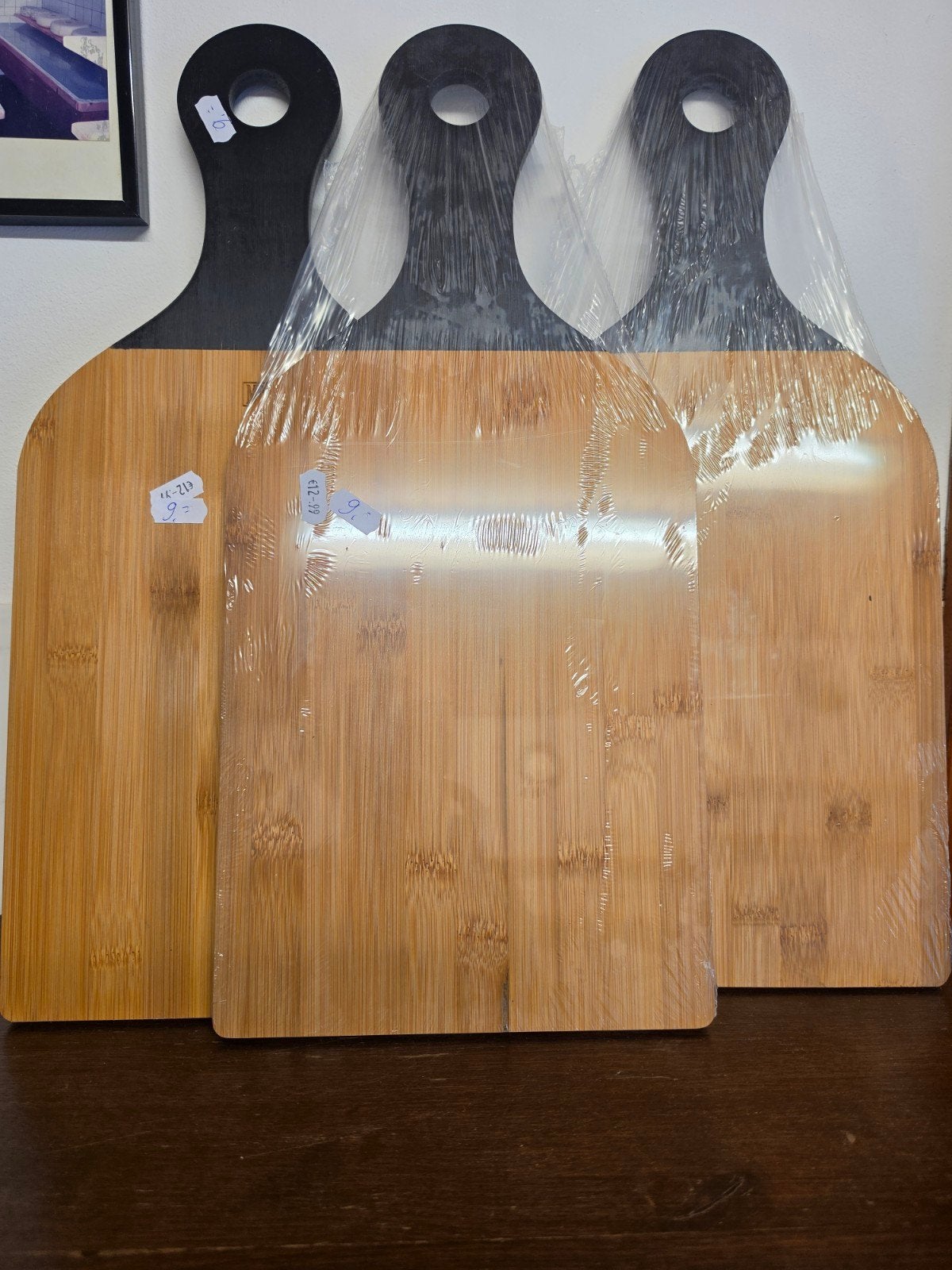 Nieuwe bamboe snijplanken met zwart handvat, Huis en Inrichting, Hout, Snij-/serveerplank, Nieuw, Ophalen of Verzenden