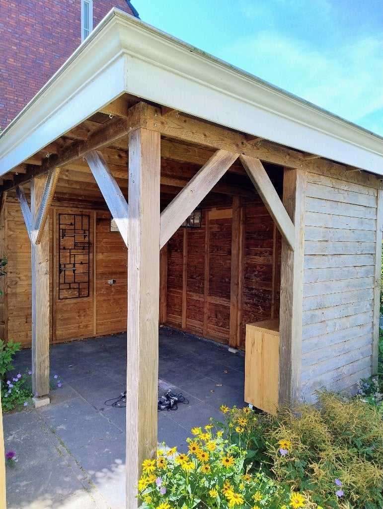 Houten overkapping 4,45 x 3,22, Ophalen, Gebruikt, Veranda