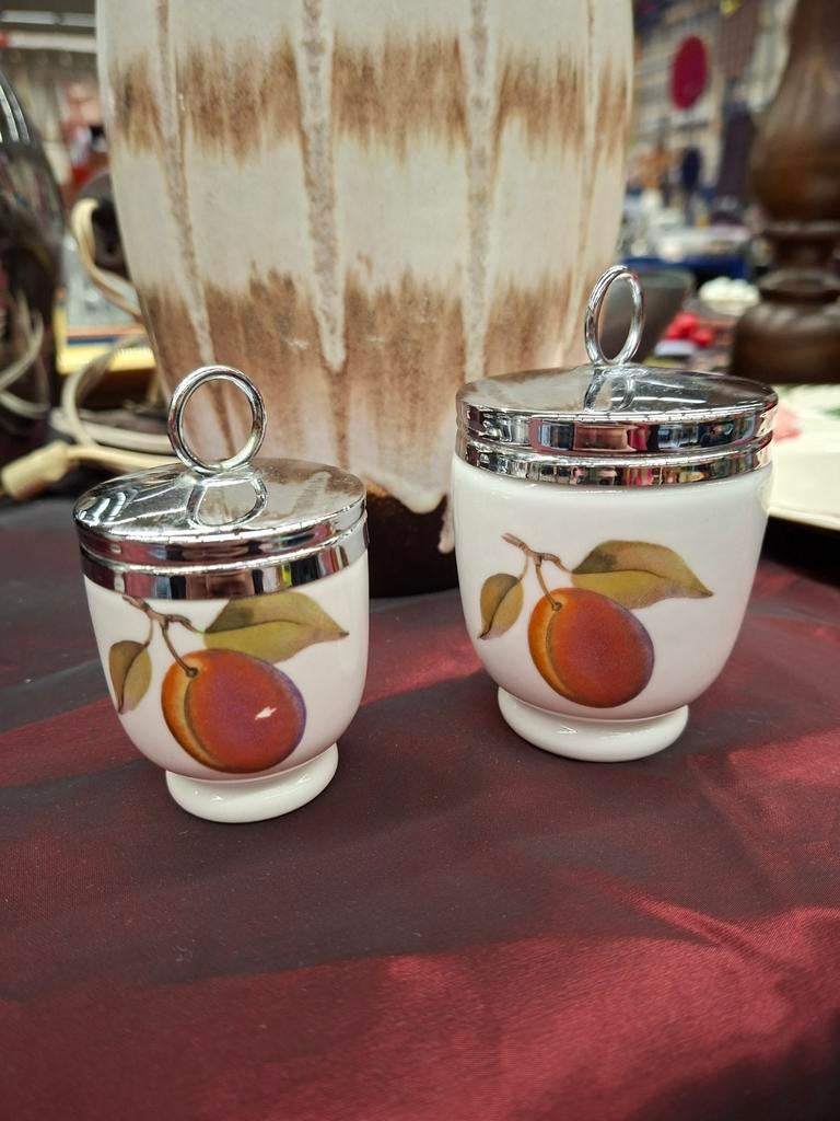 Royal Worcester porseleinen egg coddler met fruitdecor, Ophalen of Verzenden