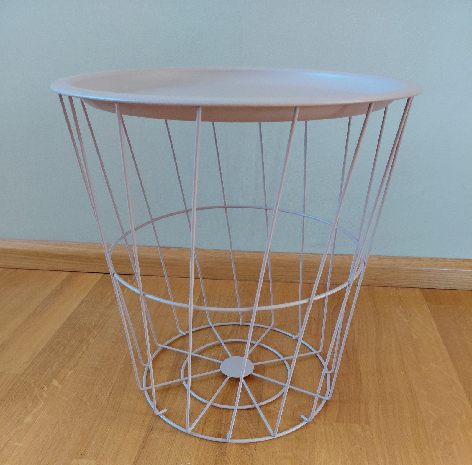 Woon opbergmand roze, Huis en Inrichting, Tafels | Bijzettafels, Zo goed als nieuw, Rond, Minder dan 45 cm, Minder dan 55 cm, Metaal of Aluminium