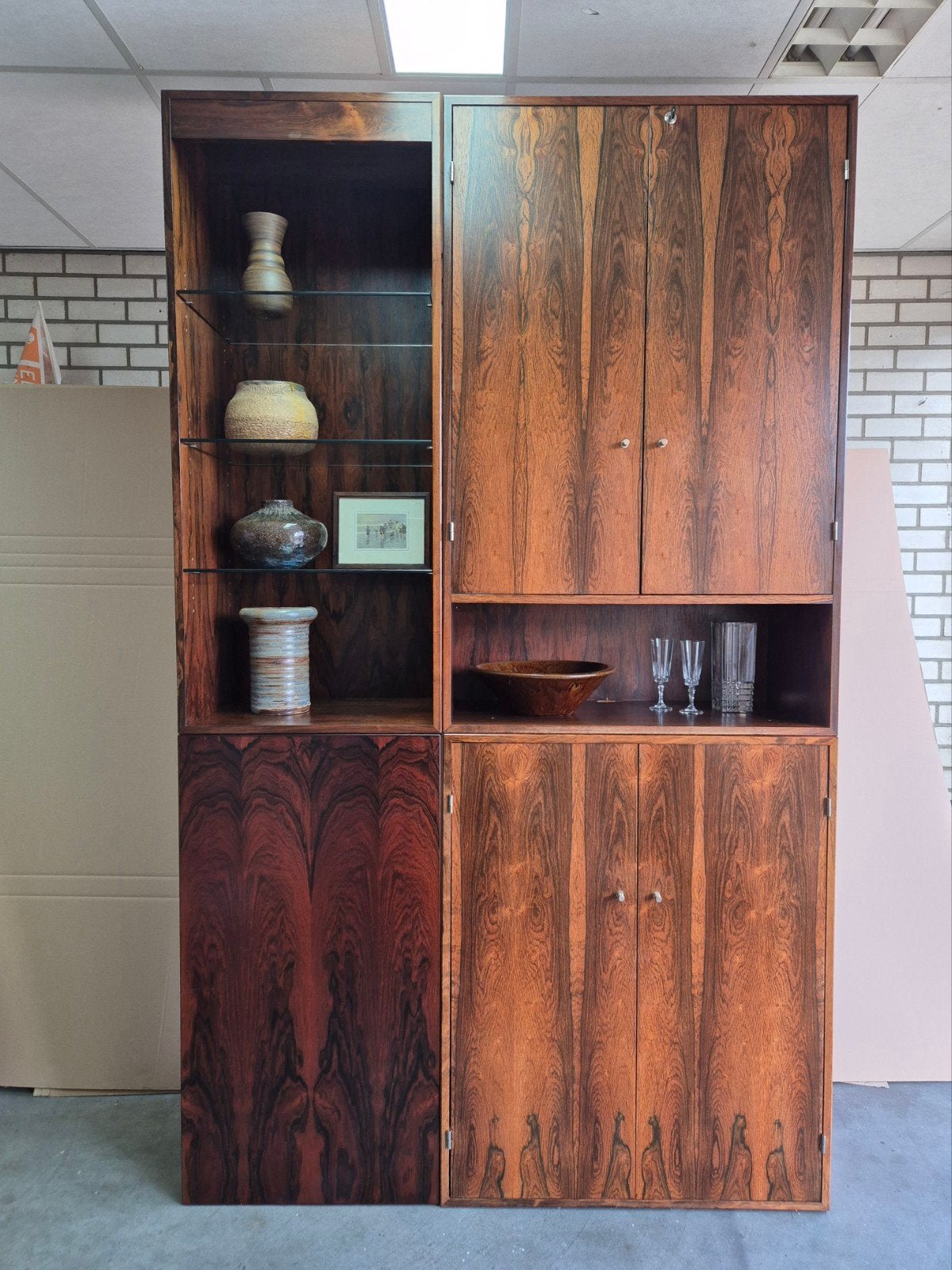 Vintage pallisander wandmeubel / kast, Ophalen of Verzenden, Gebruikt, 25 tot 50 cm