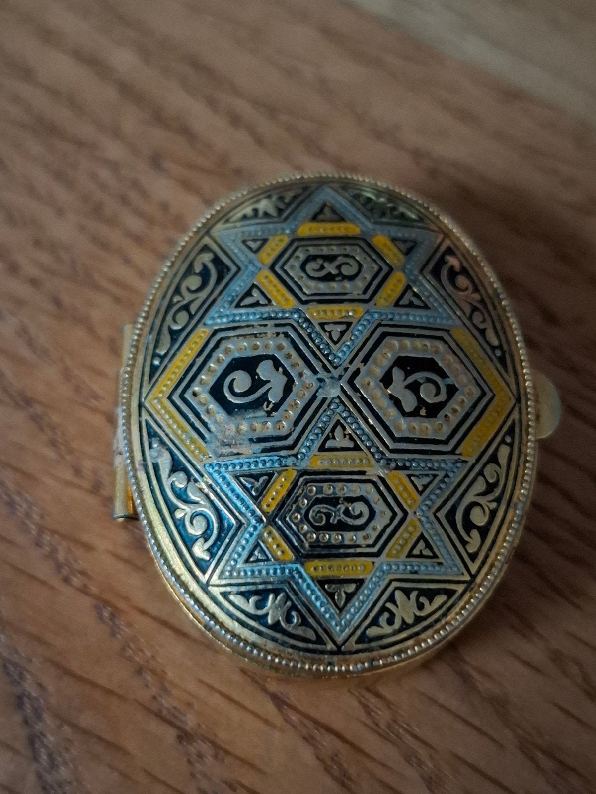 Vintage Spaans Pillendoosje met Kleurrijk Emaille Decor, Ophalen of Verzenden