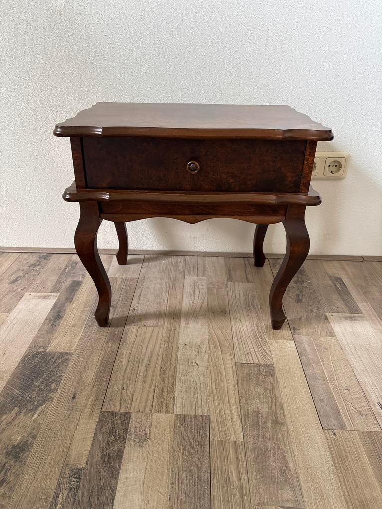 Antieke bijzettafel met lade - Wortelnoten fineer, Ophalen
