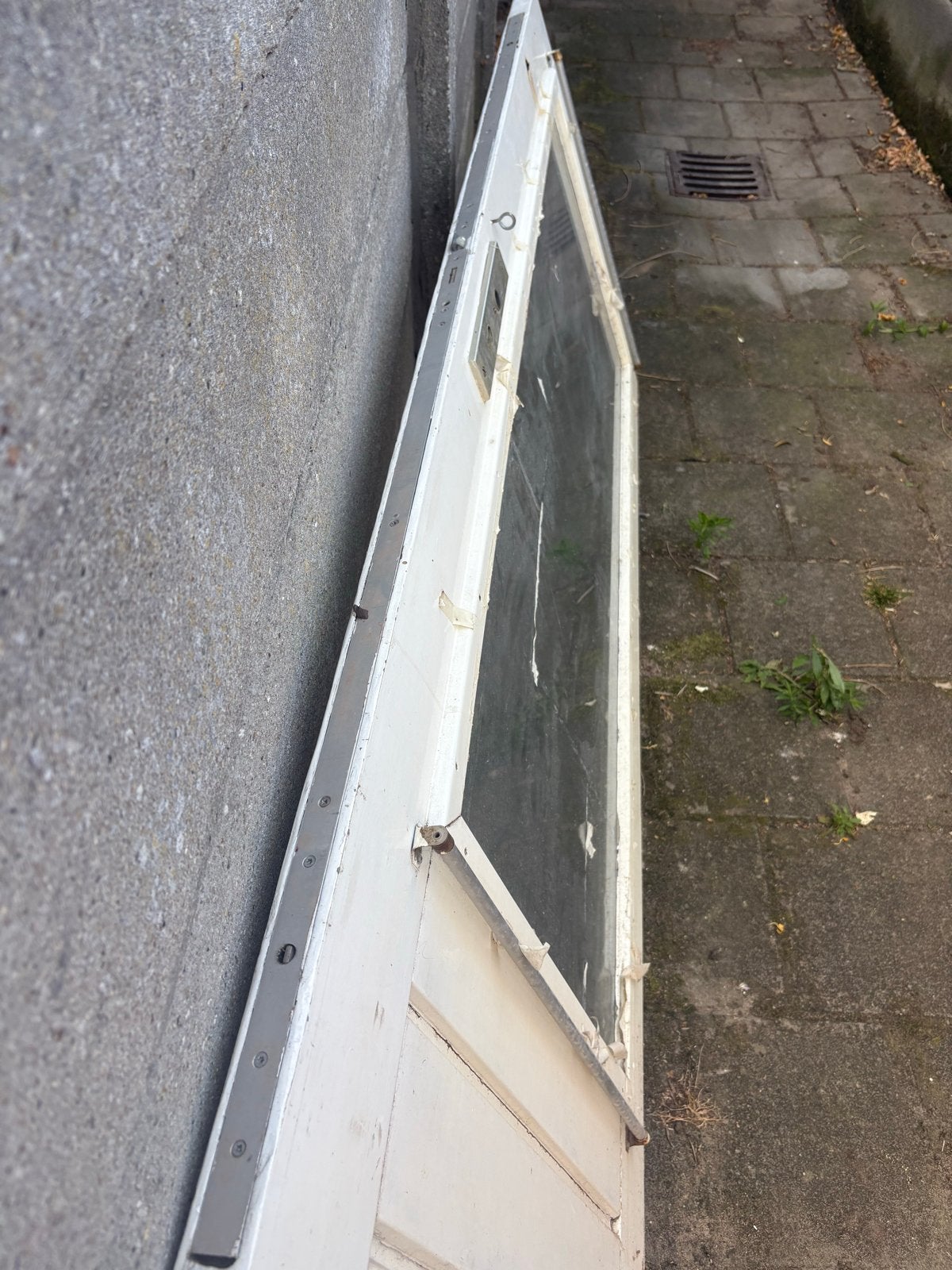Gebruikte houten buitendeur met glas, Ophalen, Gebruikt, 80 tot 100 cm, Buitendeur